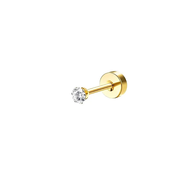 Bobisty 1pc Earrings Surgical Stainless Steel Earrings for Women Dainty Flat Back Earring Stud Hoop Cartilage for Sensitive Ears