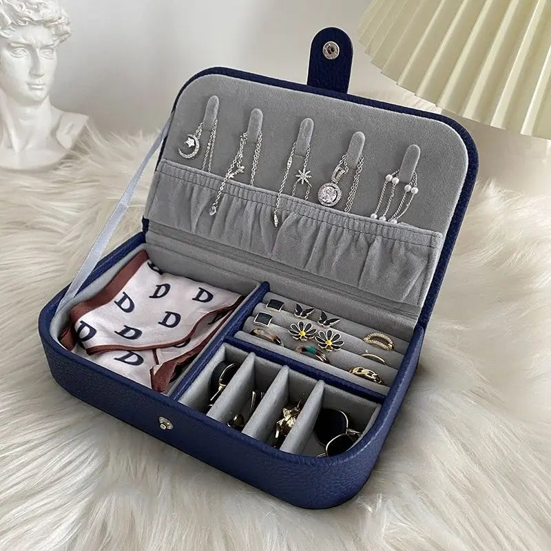 Portable Jewelry Box Jewelry Organizer Display Travel Jewelry Case Boxes Button Leather Storage Chenille Jewelers Joyero