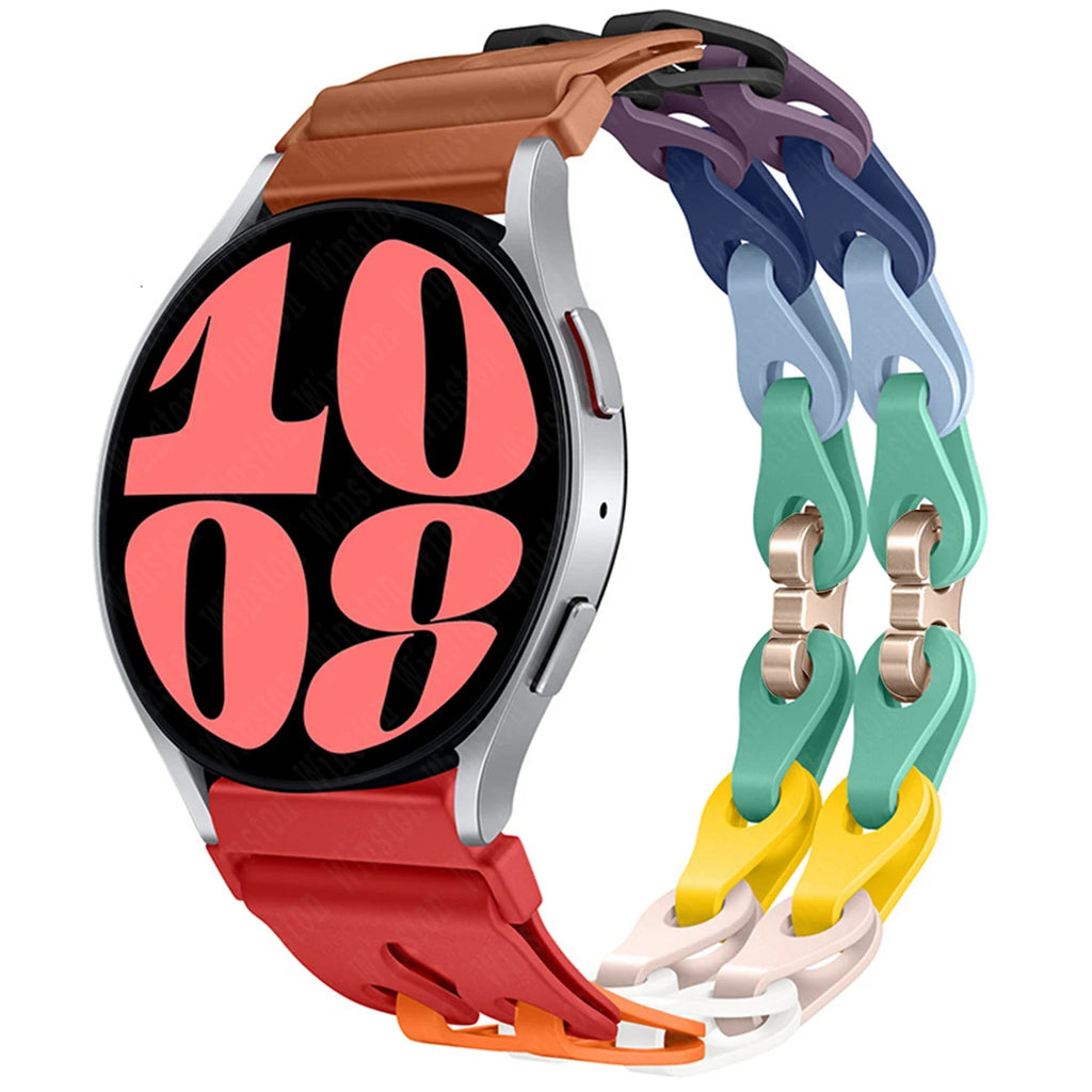 22mm 20mm Chain Strap for Samsung Galaxy Watch 7 6 5 4 6Classic Silicone Band for Huawei GT4 3Pro for Amazfit GTR 4/GTS Bracelet