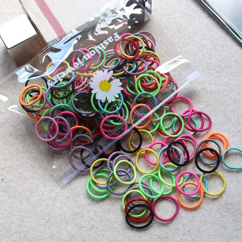 2 CM Cute Colorful Black Nylon Small Hair Ties Gum Child Ponytail Holde Accessories Rubber Bands Elastic Hair Bands For Kid Girl