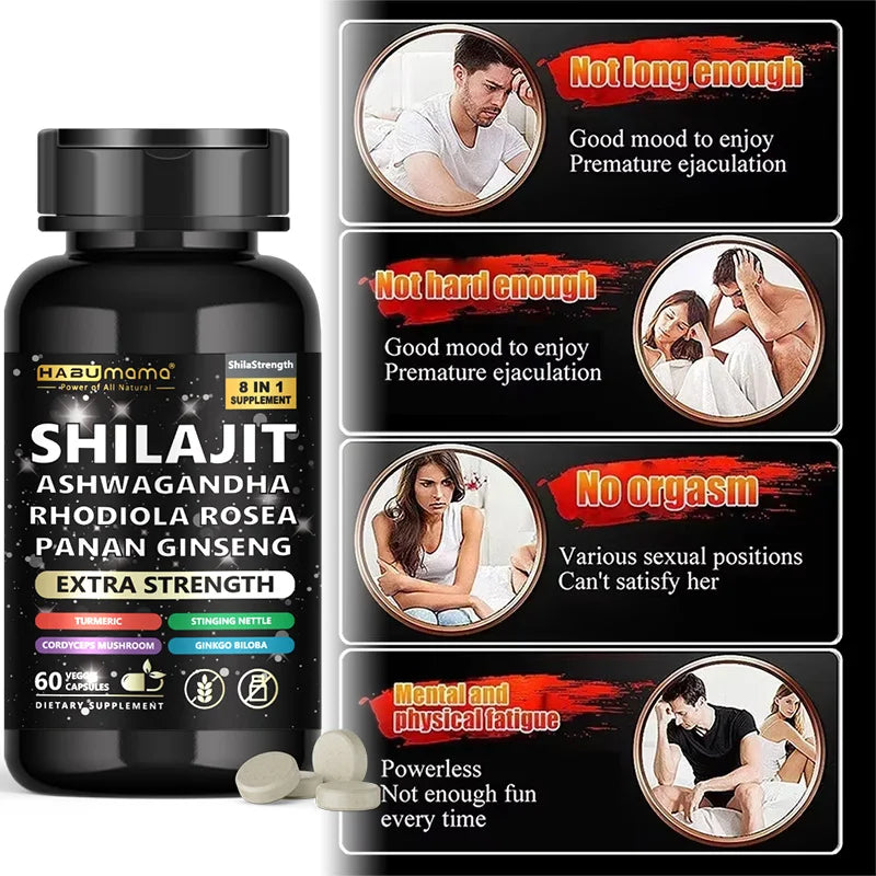 Natural Powerful Male Supplement with Shilajit, Ashwagandha & Ginseng Extract