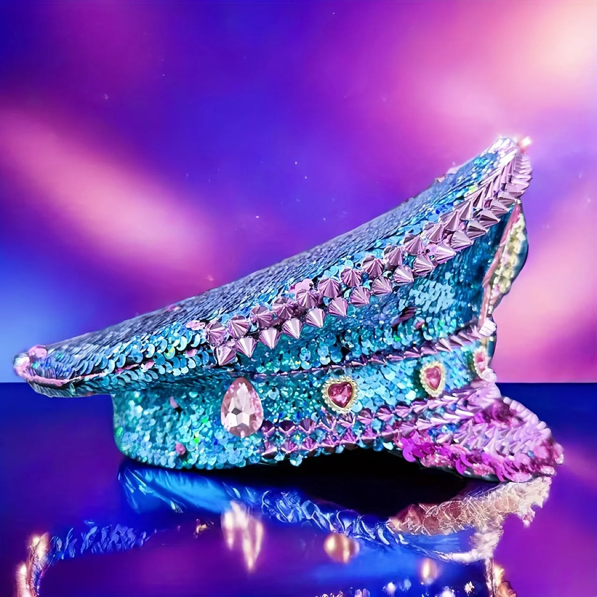 Luxury Festival Rhinestone Captain Hat Military Cap Sergeant Hat Hen Do Hat Mucis Festival Steampunk Caps Fashion Masquerade