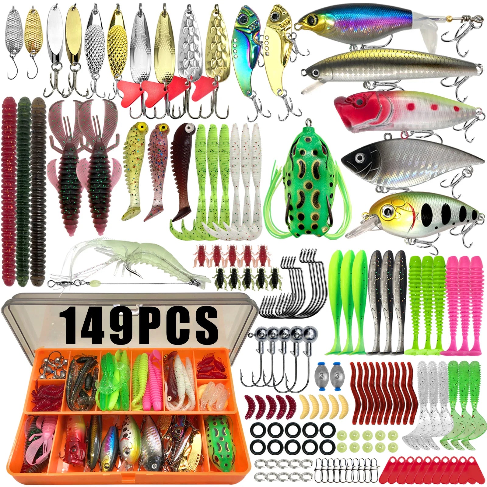 86/88/136/149/366pcs Fishing Lure Kit For Trout/Pike/Bass Multi-Lure Fishing Set Layered Tackle Pro Gear Tackle Box