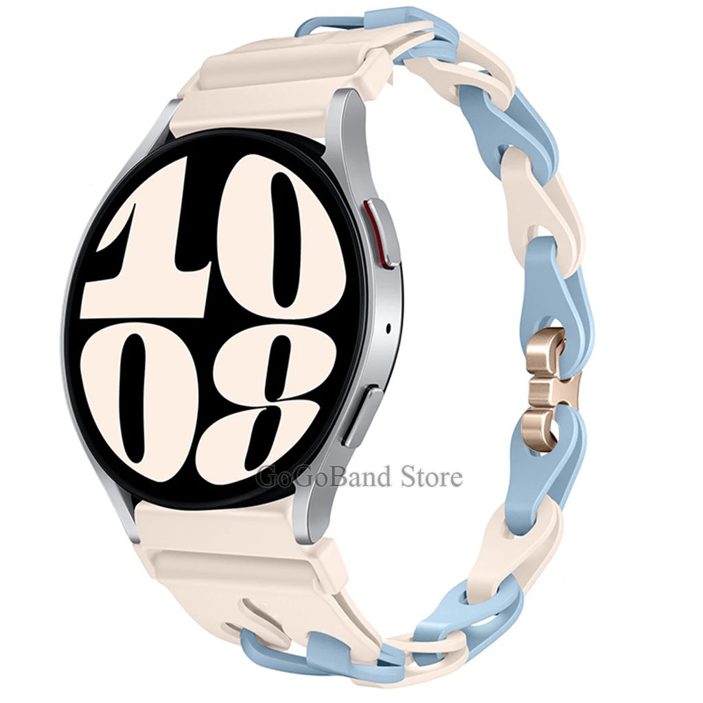 22mm 20mm Chain Strap for Samsung Galaxy Watch 7 6 5 4 6Classic Silicone Band for Huawei GT4 3Pro for Amazfit GTR 4/GTS Bracelet