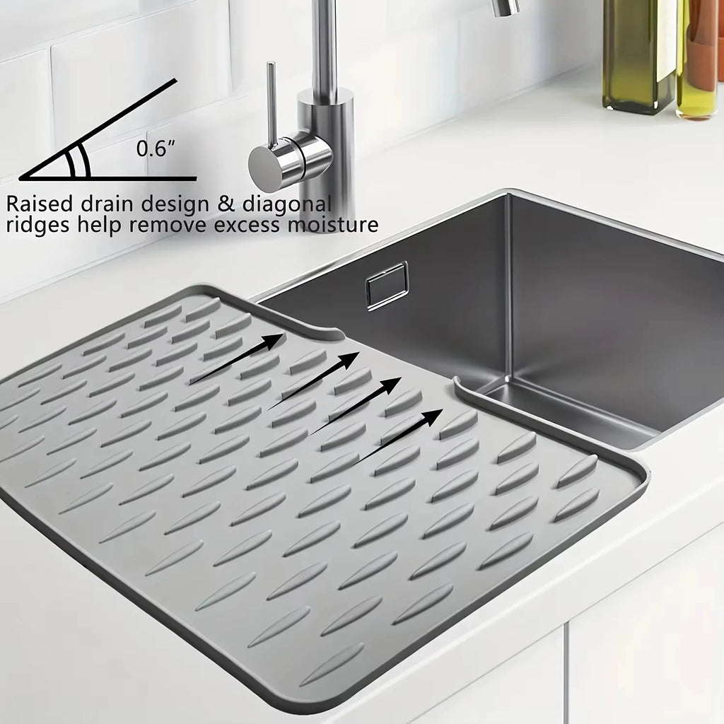Silicone Dish Drying Mat Kitchen Countertop Drainer Pad Heat Resistant Anti-Slip Tableware Storage Tray Waterproof