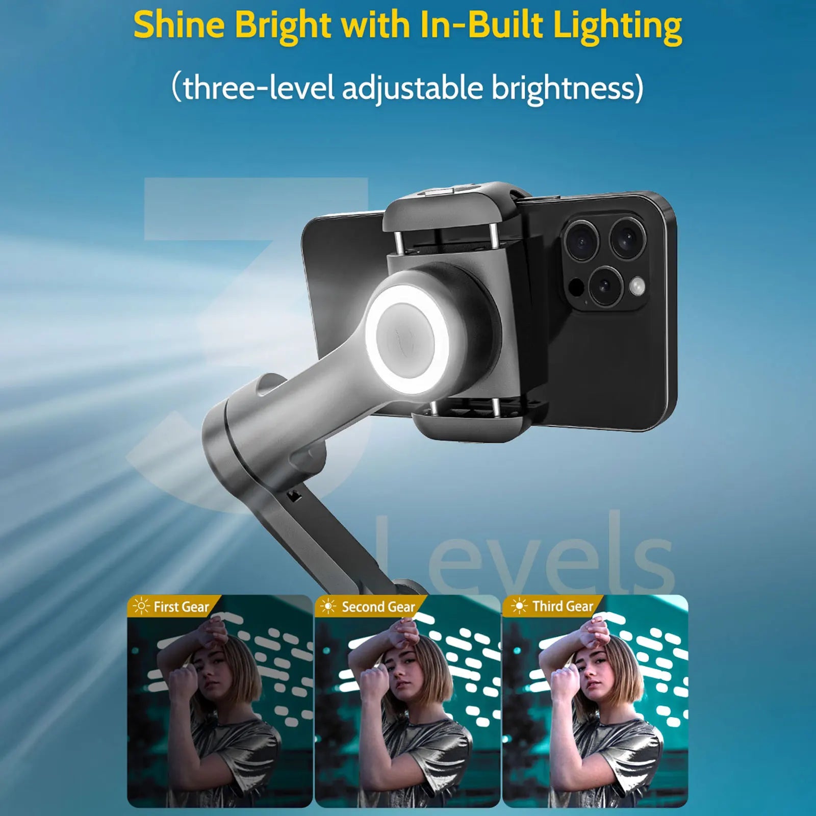 Smart XPro Smartphone 3 Axis Gimbal Stabilizer For iPhone and Android Smartphone Shooting Video With fill light effect