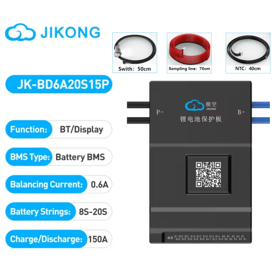 JIKONG Jk Bms BD6A24S12P Active Balance Bms 8S 10S 12S 16S 17S 20S 24S Smart Bms 60A 100A 150A 200A Lifepo4 Li-Ion Lto Battery
