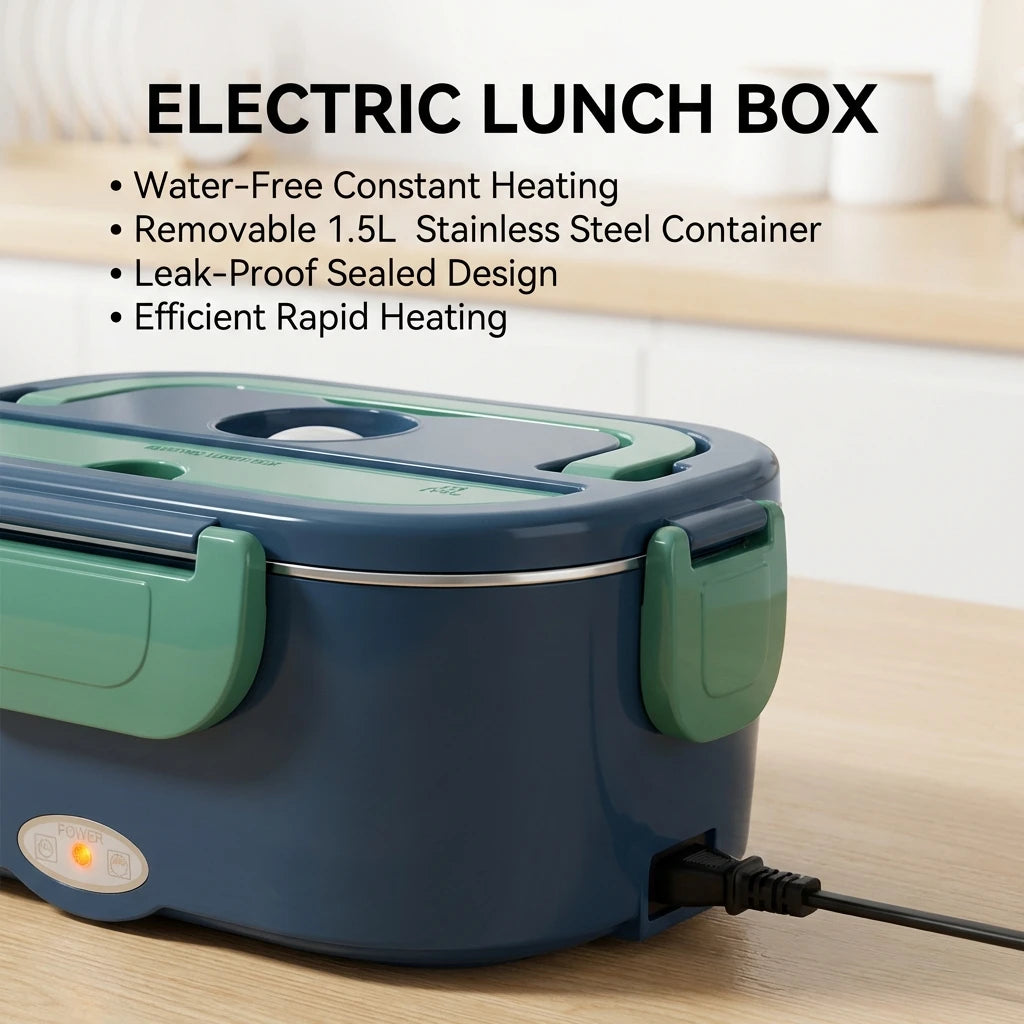 1.5L 60W Electric Portable Lunch Box Food Warmer – Leak-Proof Food Heater for Car or Home, Lunch Heating Microwave for Truckers