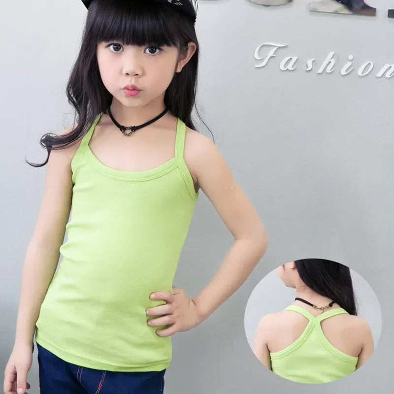 2-11Y Girls Casual Vest Children Summer Clothing Kids Baby Boy Sleeveless Tops Solid Color T-shirt Tees Outfit Toddler Girl Top