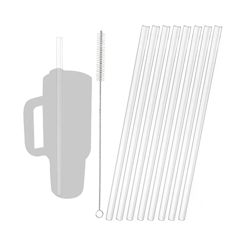 Reusable Straw with Cleaning Brush Plastic Replacement Straw Compatible with Stanley 40 oz 30 oz Cup Tumbler