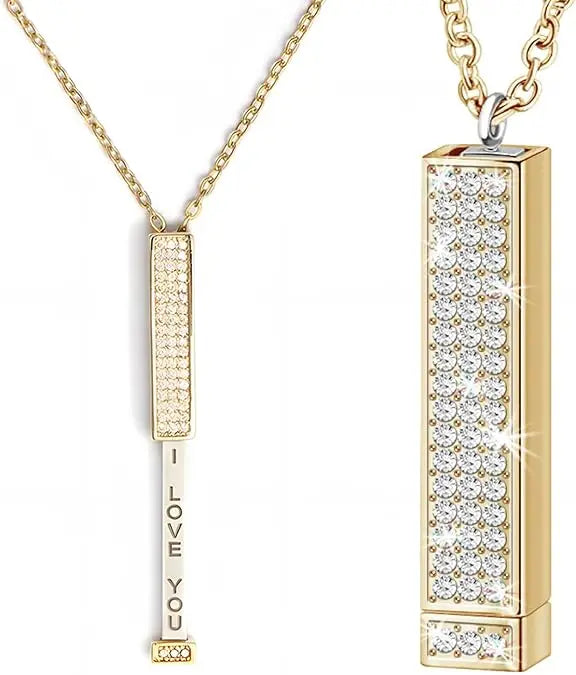 I Love You - Hidden Message Necklace Personalized Hidden Slider Necklace Retractable rod necklace with hidden message