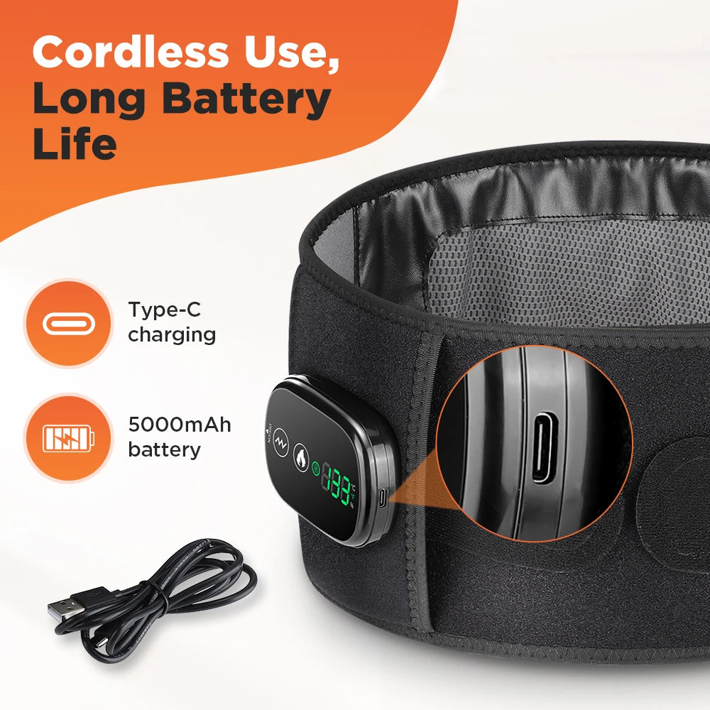 Cordless Heated Massage Pad Red Light Massage Waist Belt 102 Red Light Beads Hot Compress Vibration Relieve Fatigue Relax Muscle