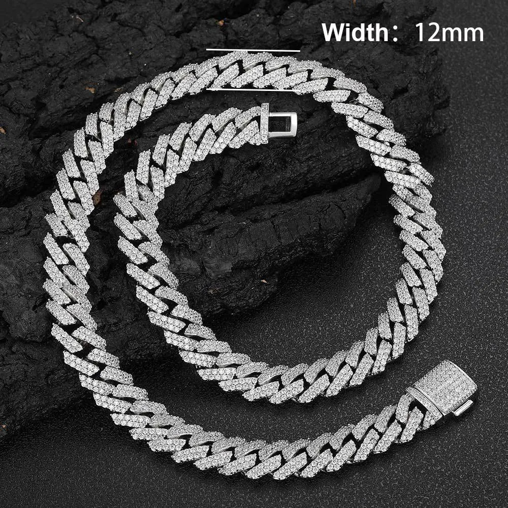 Drop Shipping Hip Hop Cuban Link Chain Necklace Silver/18k Gold Plated 10/12/14/15/20mm Iced Out Diamond CZ Gift for Him/Her