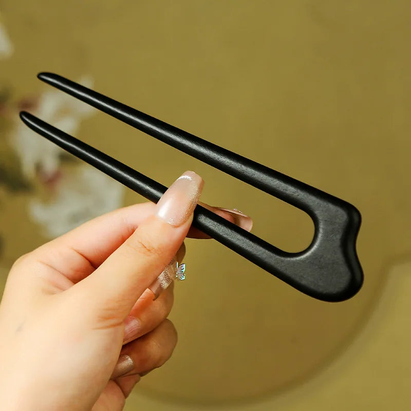 Antique Style Imitation Ebony Hairpin Plain Hairpin Simple Style Retro Hanfu Qipao Accessories for Women