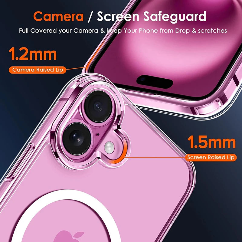 Luxury Magnetic Wireless Charge For Magsafe Case for iPhone 18 17 16 15 14 13 12 Pro Max Plus Mini Back Cover Transparent Case