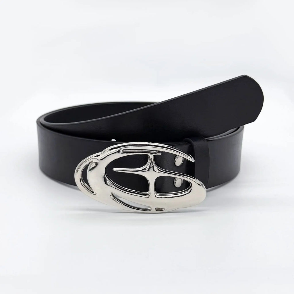 2025 Y2K Punk Hollow Waist Fake Leather Belt Fashion Gothic Accessory Buckle for Men and Women