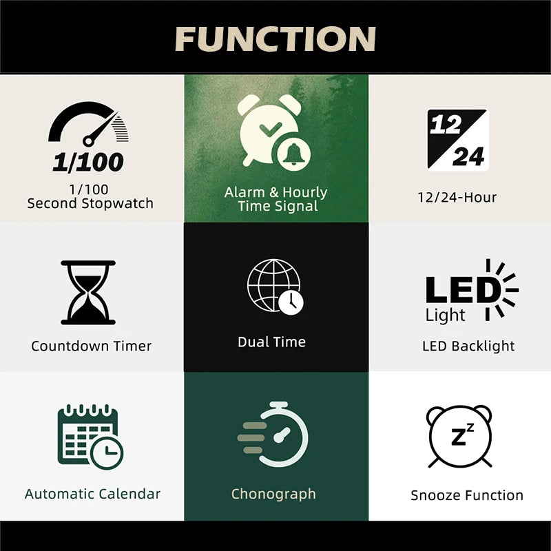NORTH EDGE NEW TERRAX Men's Digital Military Watches Outdoor Sports Swimming Waterproof 50M Stopwatch Countdown Watch For Men