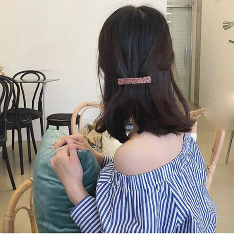 Super Beautiful~ Accessories Flash Diamond Headpiece Hair Clip Four Rows of Crystal Fish Line Braided Edge Clip Exquisite One-Wo