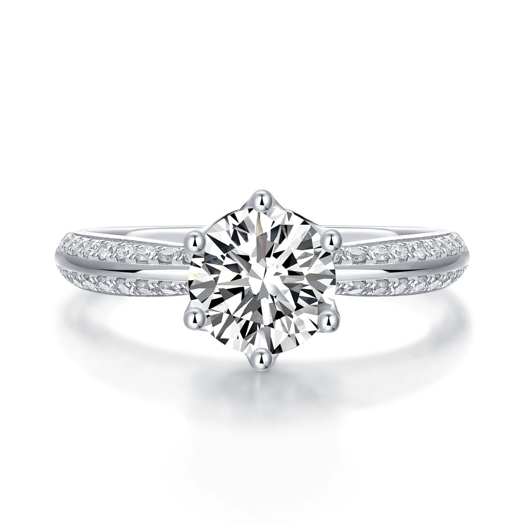 1pc 1ct 2ct 3ct Moissanite Ring 925 Sterling Silver 18K Gold Plated Elegant Gift Jewelry for Women Comes with GRA Certificate