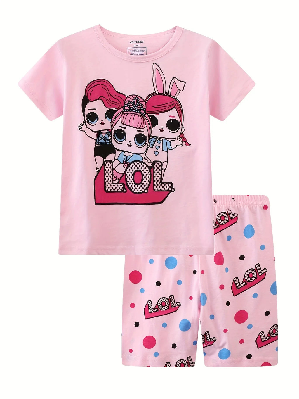 2pcs Toddler Girls Cotton Pajamas Outfit Cartoon Unicorn Graphic Crew Neck T-Shirt Top & Elastic Waist Shorts Sleepwear