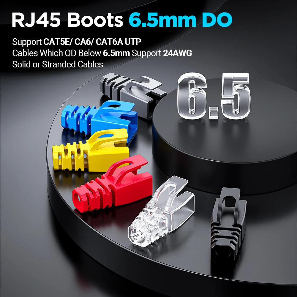 AMPCOM  Ethernet Network Cable Strain Relief Boots Cable RJ45 Connector Plug Covers 6.5/7.5/8.0mm for CAT8 CAT7 CAT6A CAT6 CAT5E