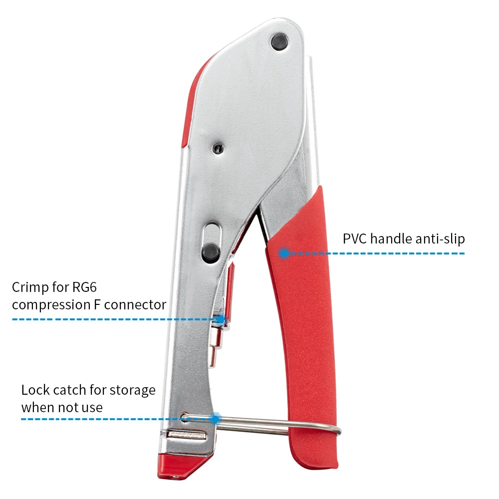 Coaxial Cable Crimping Pliers Set RG6 RG59 Wire Stripper Crimper Tool Kit 10pcs RG6 F-type Compression Connectors