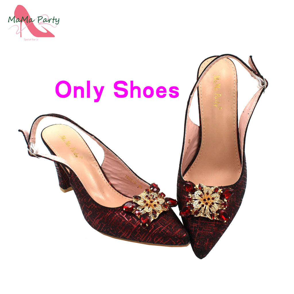 Nigerian Women Shoes and Bag Set in Gold Color High Quality New Arrivals Classics Style for Garden Party