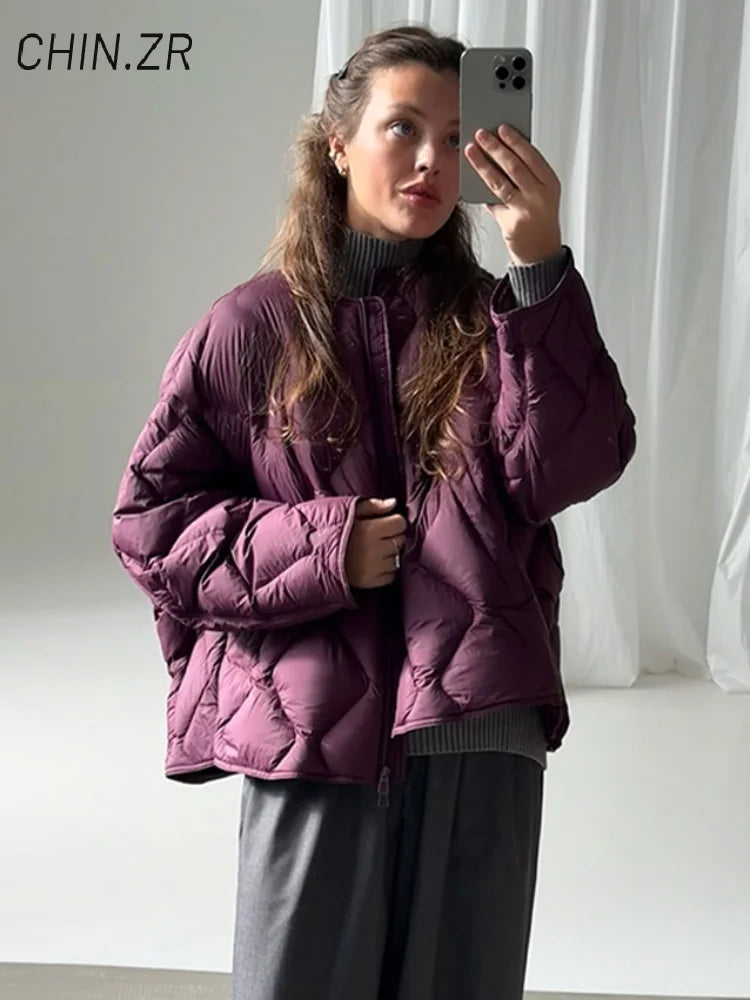 Fashion Women's Quilted Padded Jacket Loose O-neck Single Breasted Pockets Full Sleeve Cotton Coats 2026  Winter Lady Jacket New
