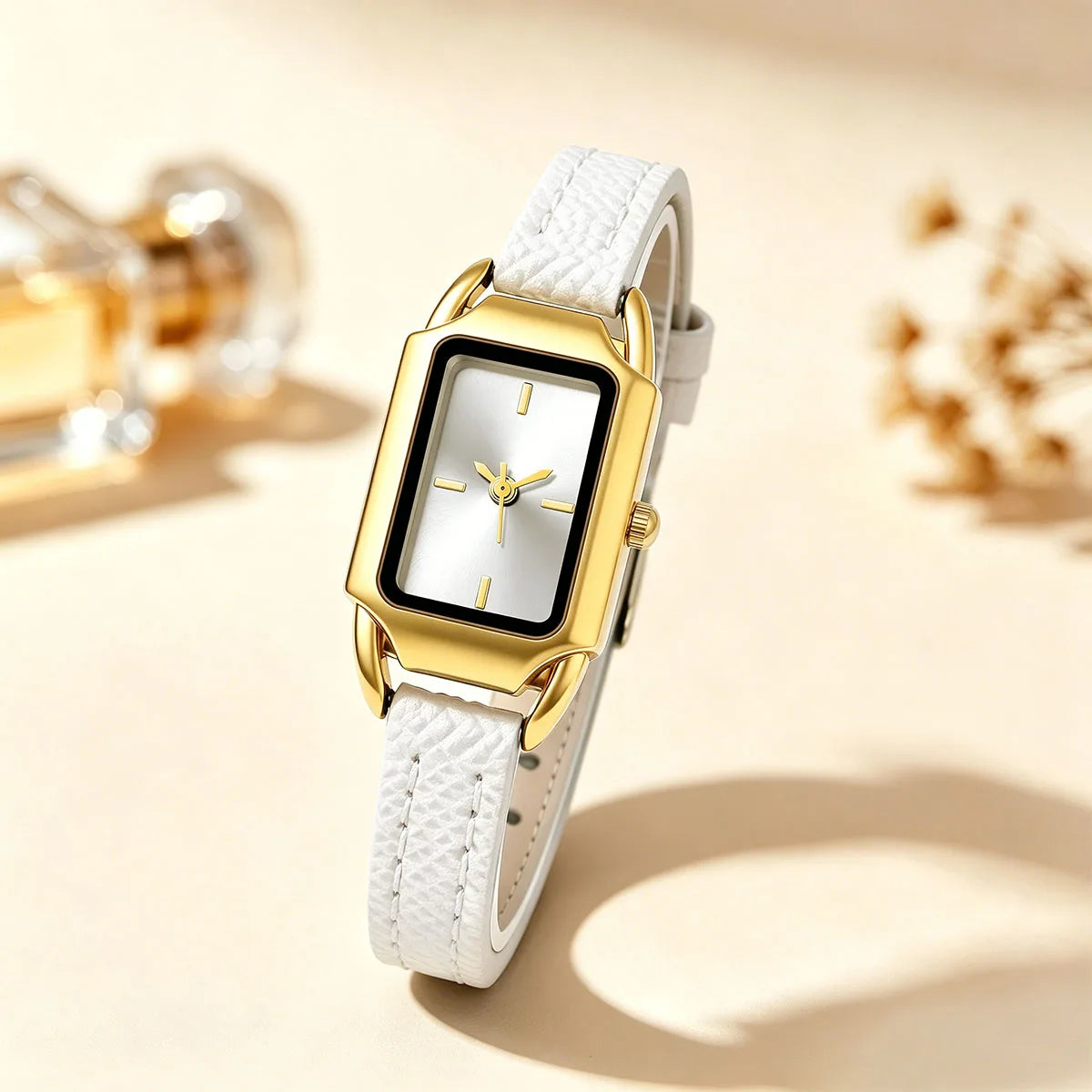 Simple Fashion Casual Women Fashion PU Leather Rectangle Quartz Watches