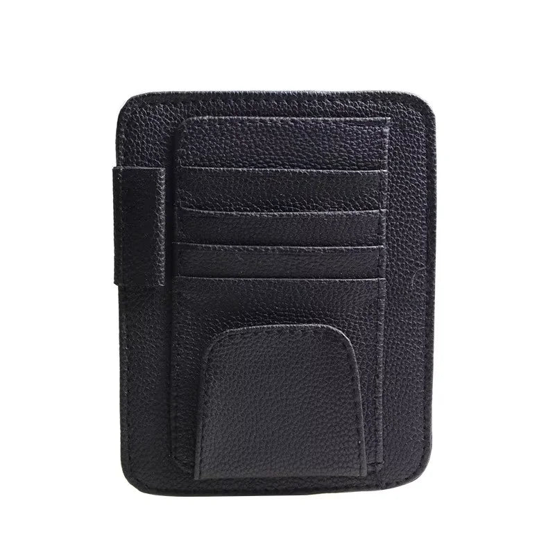 12.5x15CM Car Sun Visor Storage Bag Clip-on Glasses Holder Interior Accessories Business Card & Bill Organizer for Vehicle