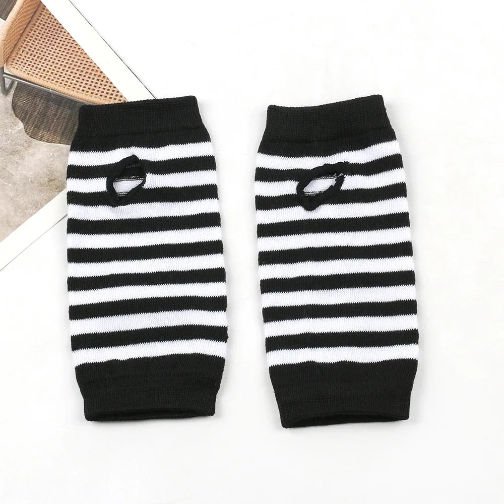 1pair Winter Autumn Women Warm Fingerless Knitted Gloves Solid Color Stretch Mittens Exposed Finger Short Gloves