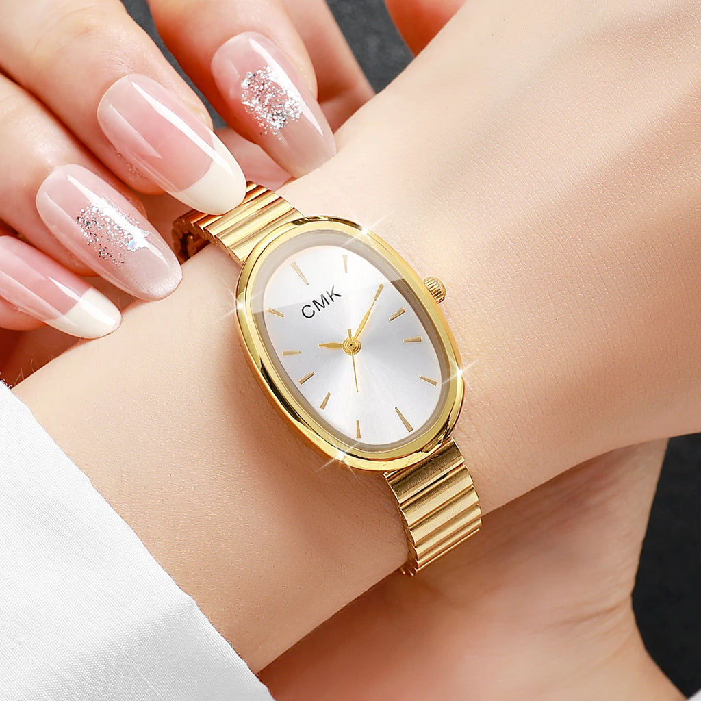 Fashion Ultra-thin Band Women Watches Oval Dial Ladies Analog Quartz Wristwatch Elegant Gift Reloj Mujer（Without Box）