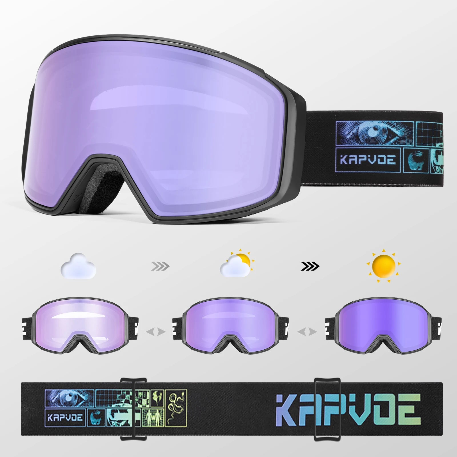 KAPVOE Ski Goggles Double Magnet adsorpt Layers UV400 Anti-fog Ski Glasses Snow Snowboard Glasses Snowmobile Eyewear