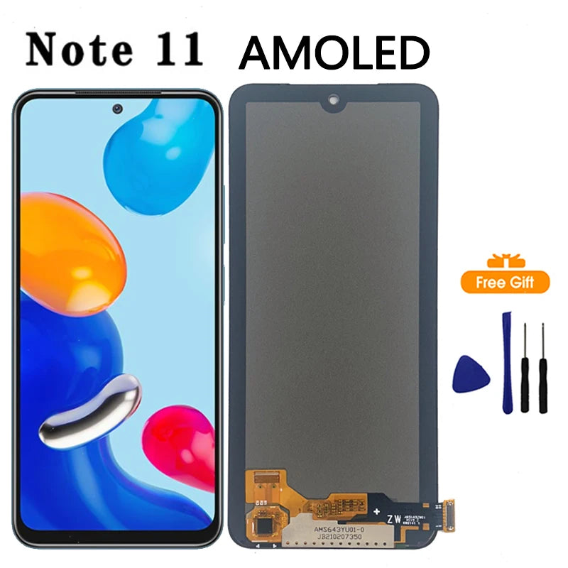 New AMOLED Display For Xiaomi Redmi Note 11 11S Touch Screen Digitizer Assembly For Redmi Note 11S 2201117SG Display Replacement