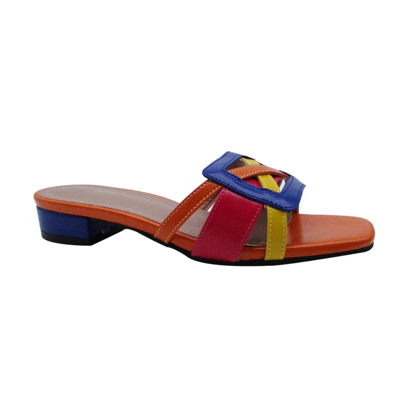 FABIO PENNY2026 Women's Low-Heeled Slippers Elegant European Design Casual Toe-Exposed Fashionable High-End Dinner Comfortable