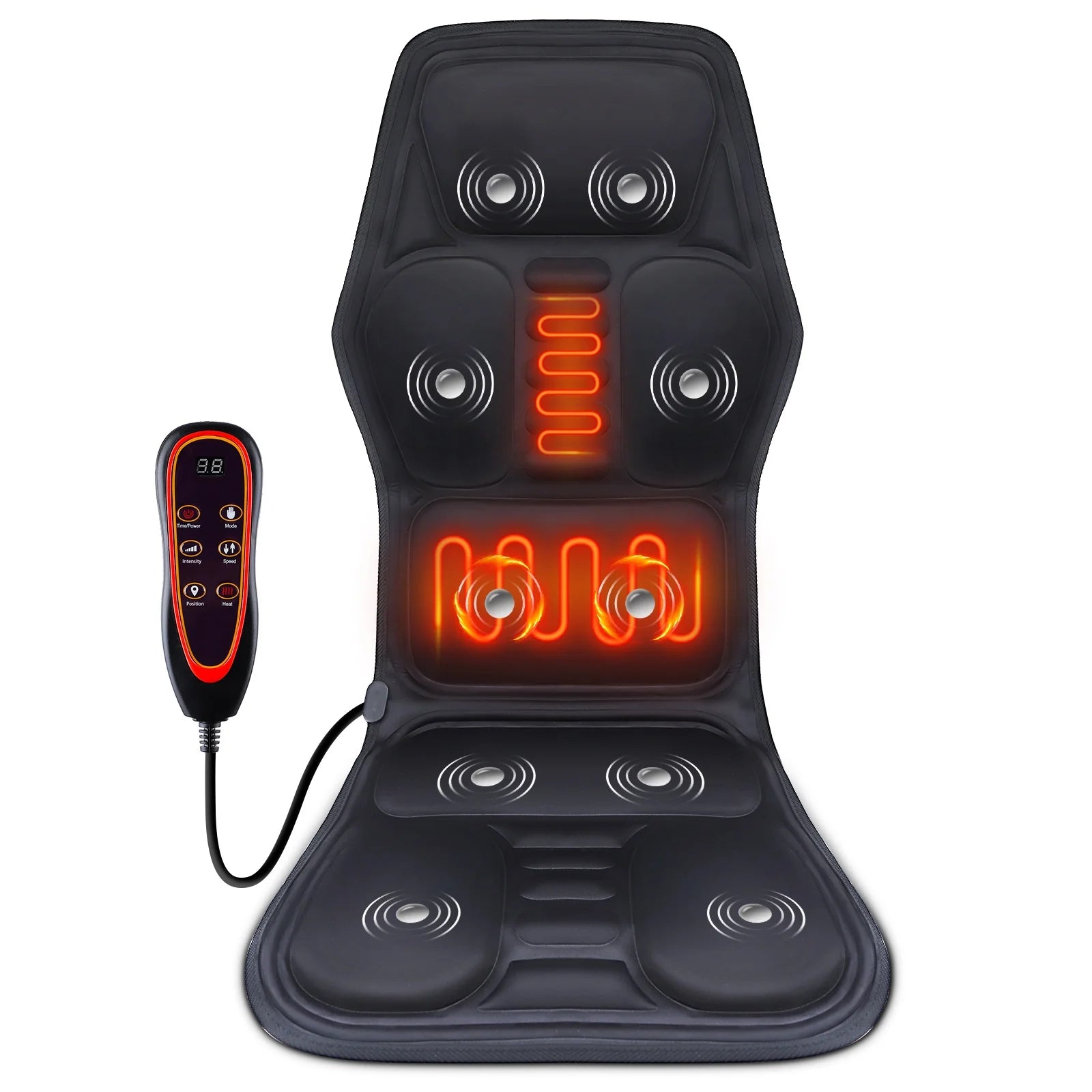 Electric Heating Back Waist Massager Shoulder Back Vibration Massage Mat for Chair Sofa Car Office Home Back Massage Hot Pad