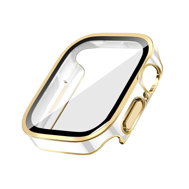 Glass+Case For Apple Watch 7 8 45mm 41mm 49mm 44mm 40mm straight edge Screen Protector Cover Case iWatch 5 SE 6 7 8 9 Ultra 49mm