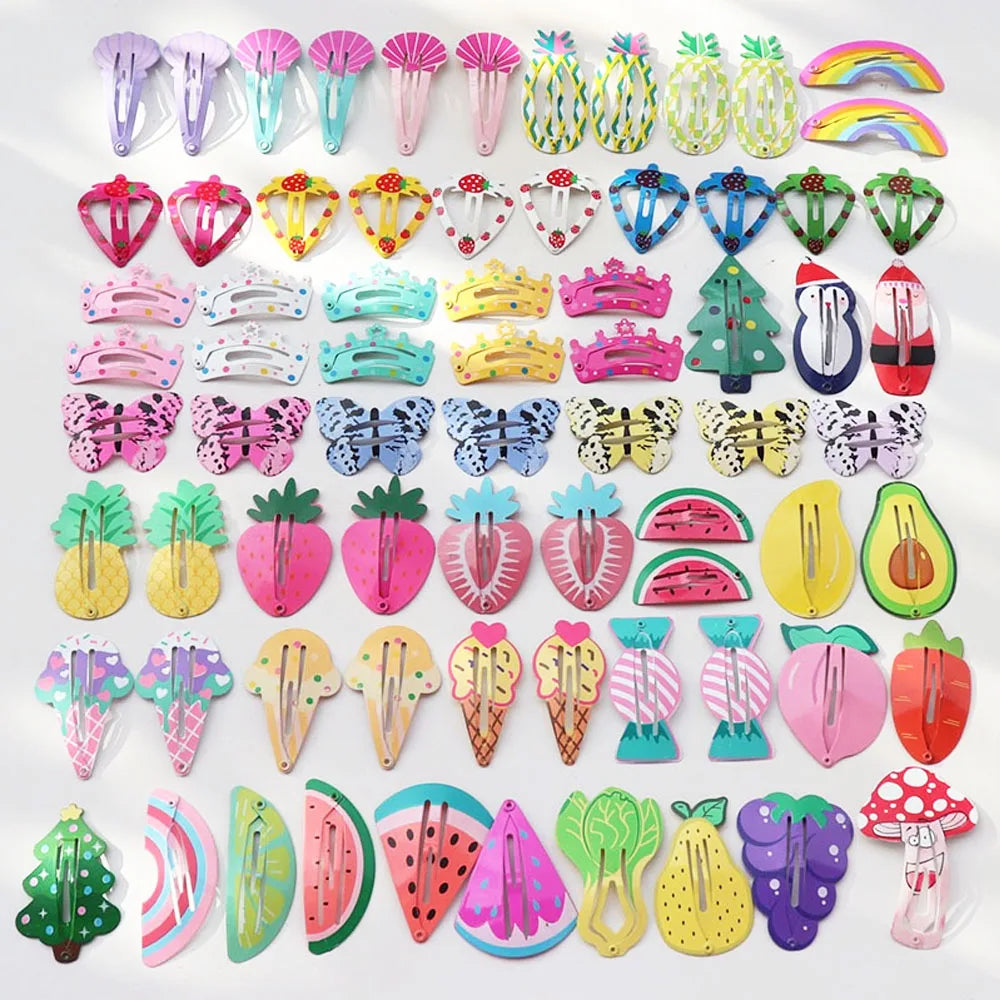 Korean Style Women Hair Accessories Cartoon BB Hair Clip Flower Hairclip Cute Headdress Print Alloy Hairpins for Girls