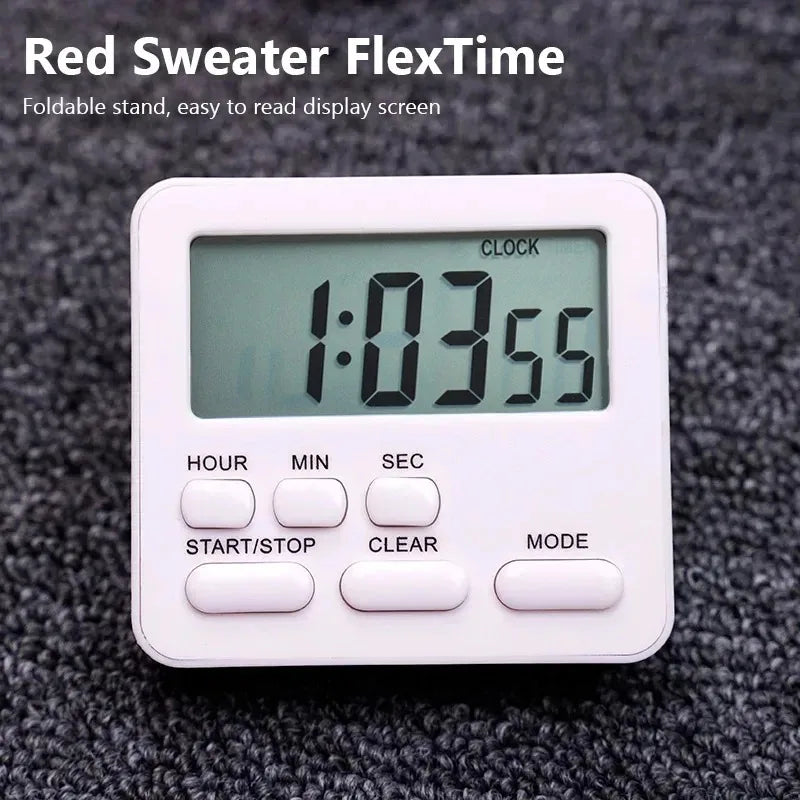 Practical LCD Digital Display Kitchen Timer Countdown Stopwatch Alarm Clock with Flashing Light Kitchen Sleep Accessory