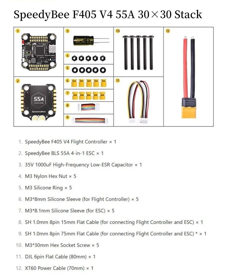 1pcs/lot NEW Speedybee F405 V4 BLS 55A BMI270 F405 V5 OX30 30x30 FC&ESC Stack 4IN1 ESC Drone Toy Accessories Flight Controller