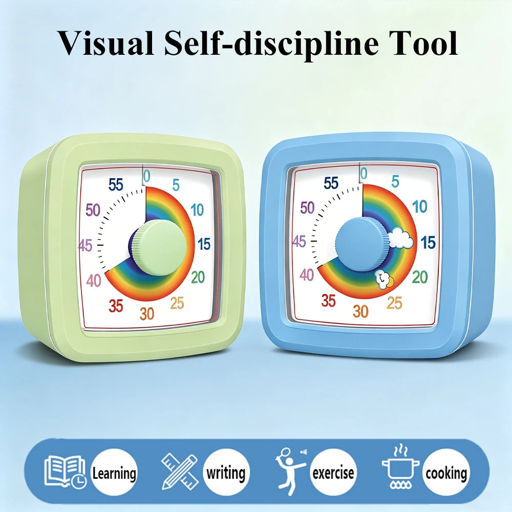 1PC Visual Timer Children's Self-discipline Tool Countdown 60-minute Student Learning Homework Time Stopwatch Management