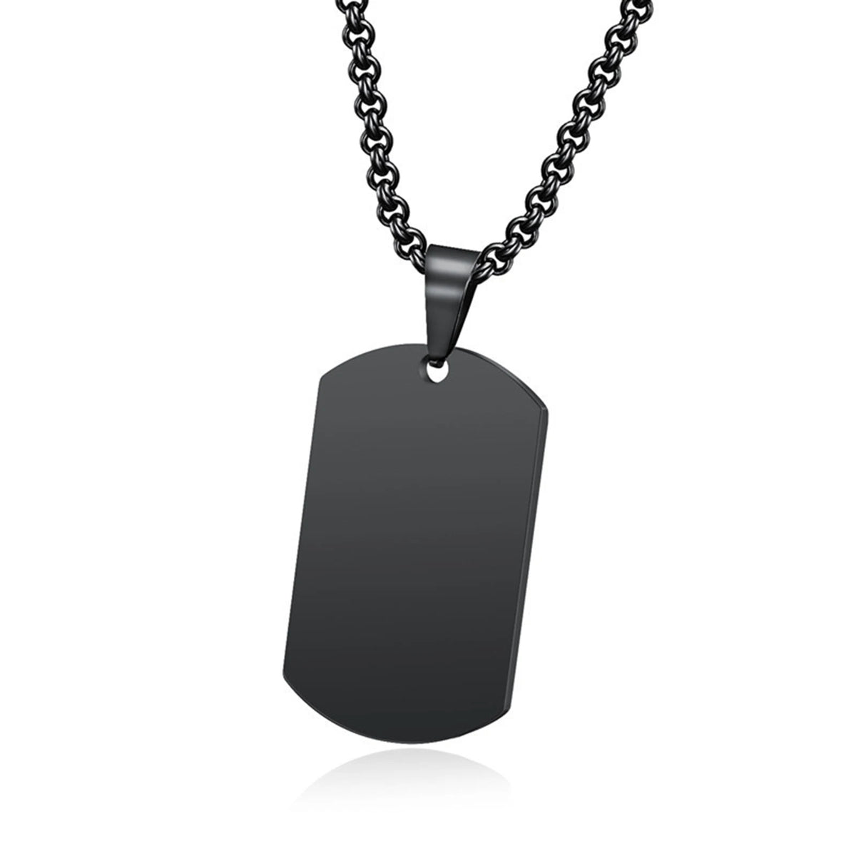 1PC 316L Stainless Steel Pendant Necklace Silver Gold Black Color Blank Dog Tag Plate Army Biker Chain Necklace Man Woman 3 Size