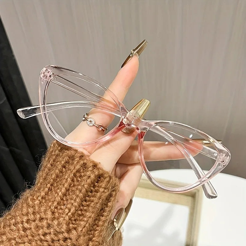 Fashionable cat eye women's flat lens fashion dressing glasses suitable for daily clothing and street photography