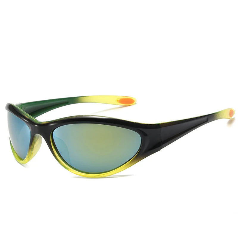 DOHOHDO New Retro Y2K Cat Eye Outdoor Fashion Sports Sunglasses Women Gradient Mirror Goggles Shades UV400 Men Punk Sun Glasses