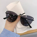 New Retro Metal Small Frame Cat-eye Sunglasses Womean Style European And American Fashion Street Photo Decorative Sungla Uv400