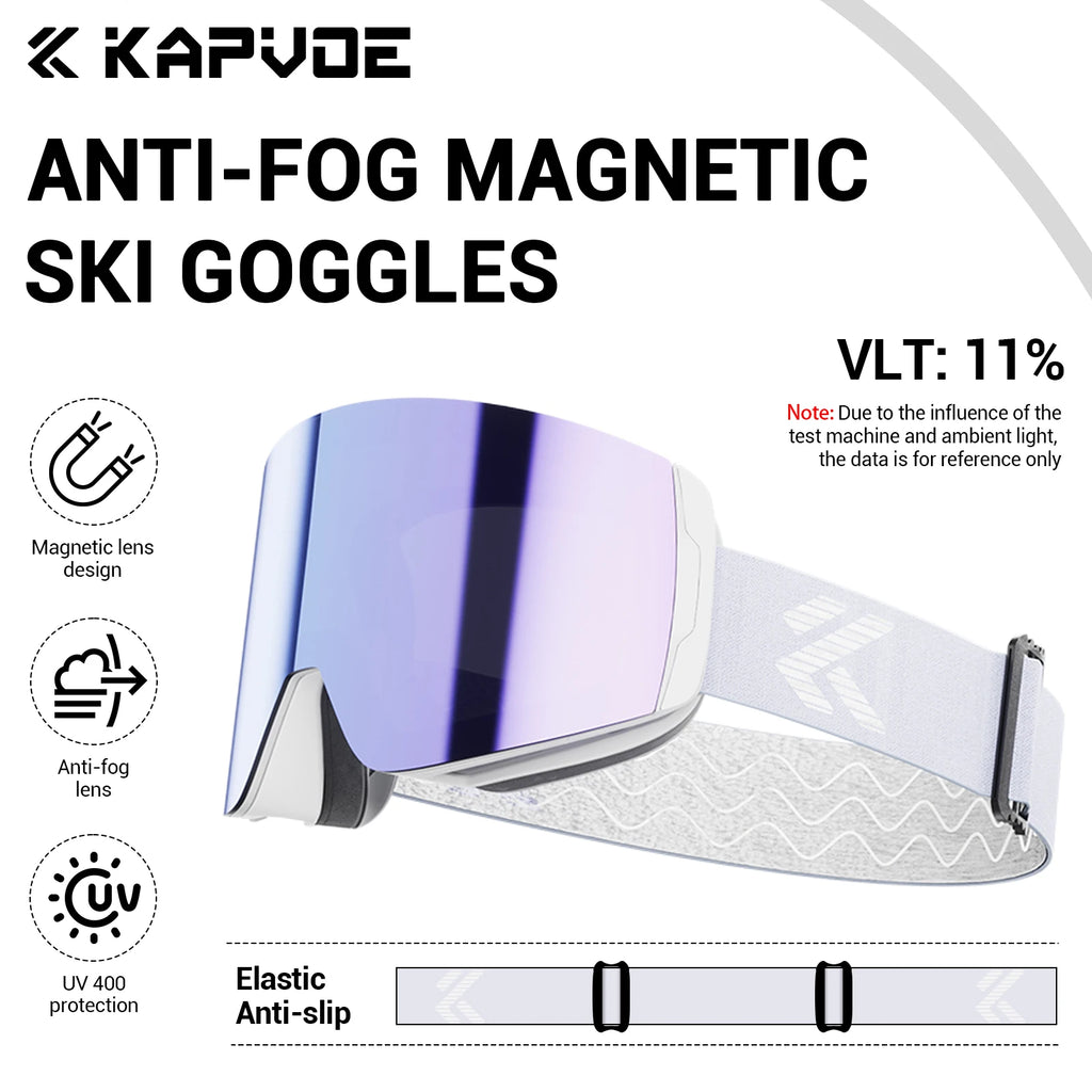 KAPVOE Magnetic Snow Goggles Double Layer Anti-Fog UV Protection for Skiing Snowboarding High-definition Clarity Unisex Skiing