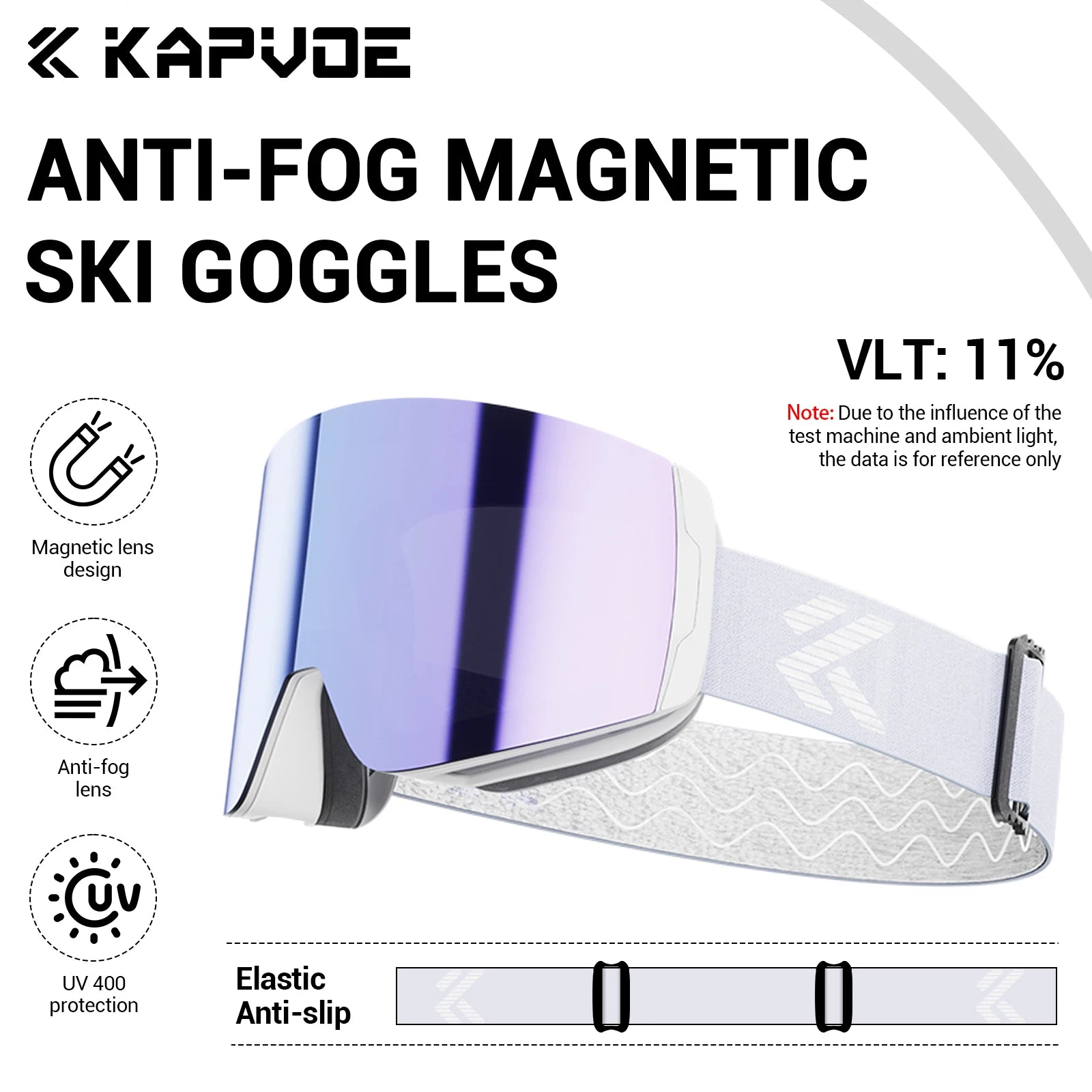 KAPVOE Magnetic Snow Goggles Double Layer Anti-Fog UV Protection for Skiing Snowboarding High-definition Clarity Unisex Skiing