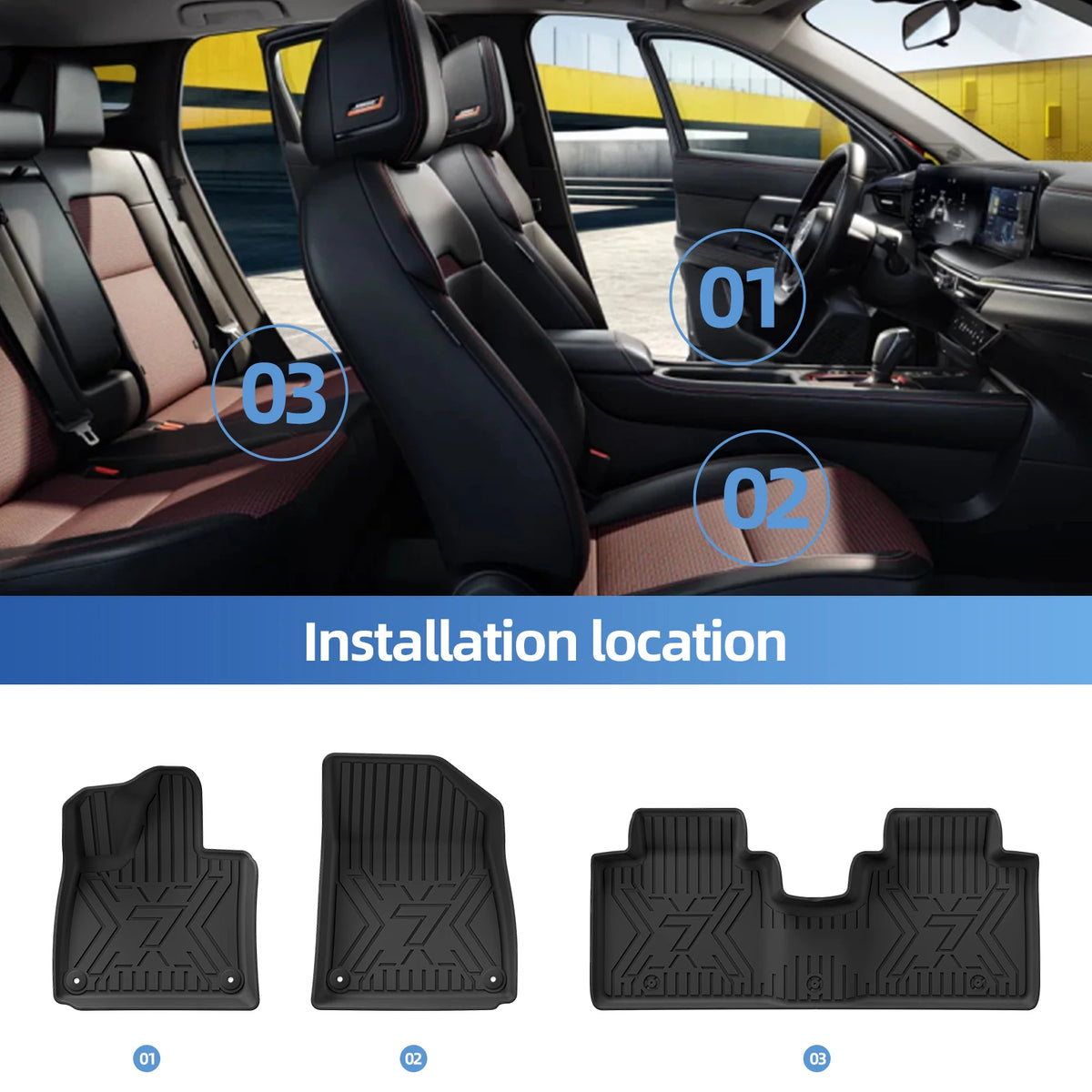 LUCKEASY Left /Right Drive for Zeekr 7X 2024-2026 Car Floor Mats Cargo Liner Backrest Trunk Pad Foot Mat All Weather Accessories