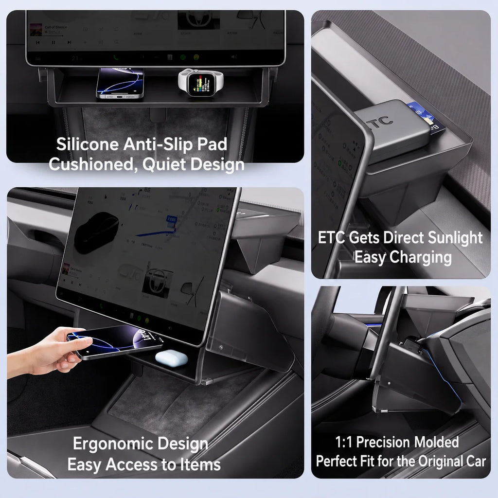 For New Tesla Highland Model 3 Y Standard Juniper Tray Magnetic Under Screen Fold Storage Box ETC Screen Storage Box Accessories