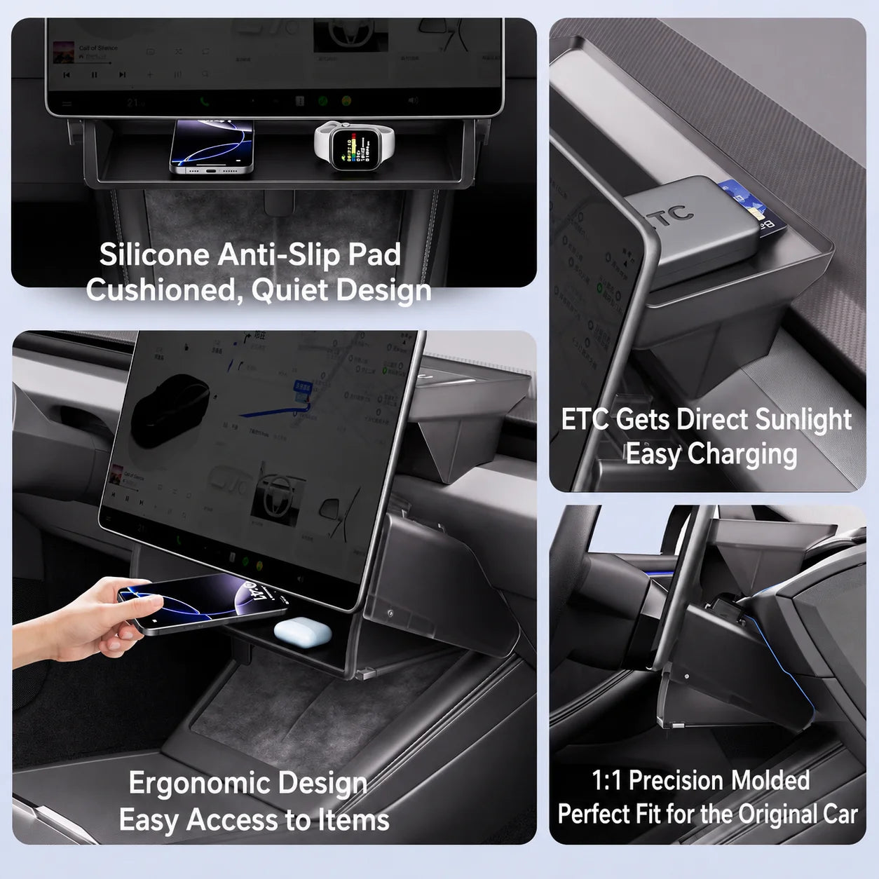 For New Tesla Highland Model 3 Y Standard Juniper Tray Magnetic Under Screen Fold Storage Box ETC Screen Storage Box Accessories